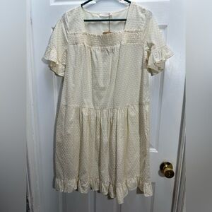 Ces Femme Cream Swiss Dot Smocked Dress